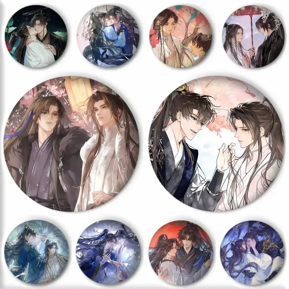 Anime The Husky And His White Cat Shizun Manga Badges Round Cosplay Pin Bag Decor Fans Collect Friends Gifts Brooch