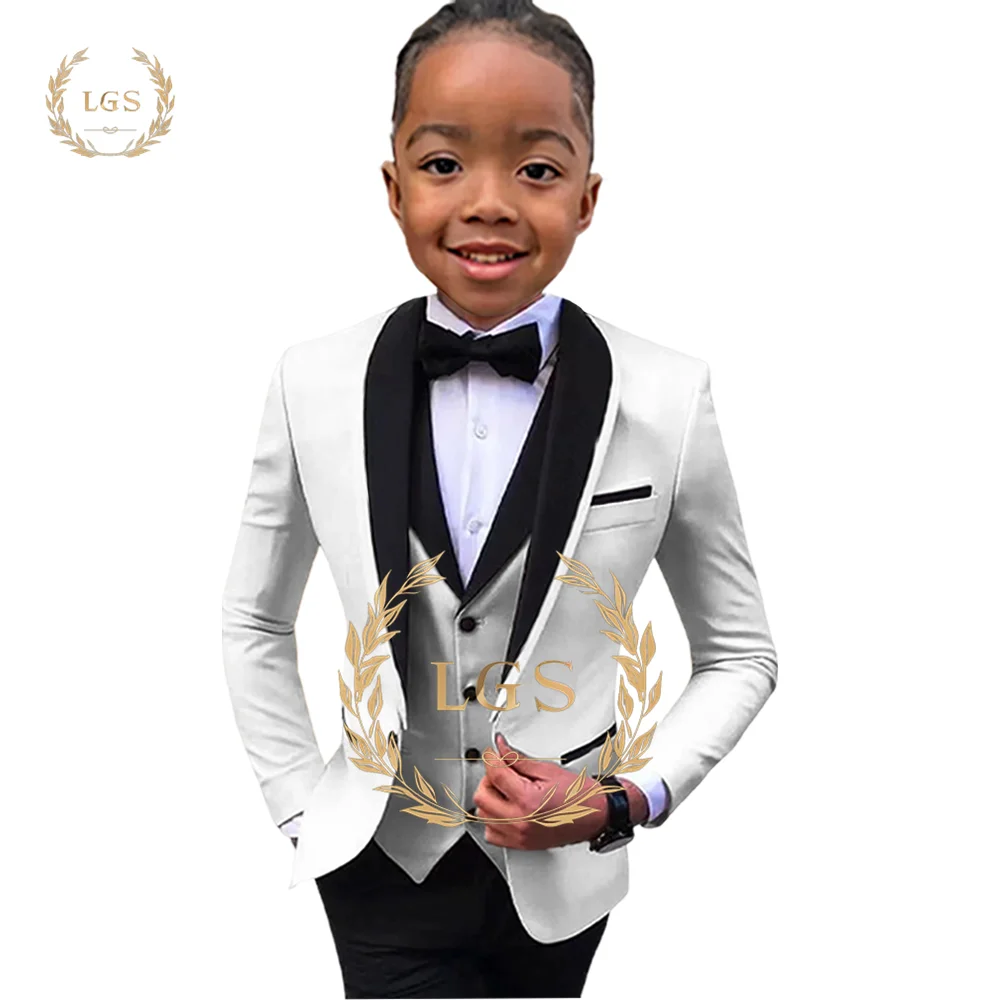 

Boys Suit Wedding Tuxedo 3 Piece Set - Stylish Shawl Collar Jacket, Pants and Vest for Formal Events