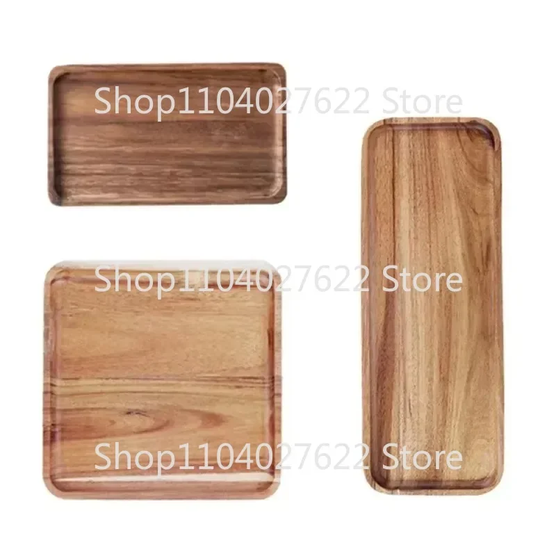 Acacia Wood Coffee Tray Rectangular Food Cup Trays Decorative Wood Plate Dessert Candy Acacia Wood Gongfu Tea Tray