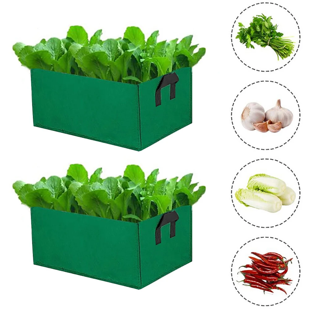 

10PCS Garden Grow Bags Rectangle Planting Container for Vegetable Fruit Flower Tomato Potato Non-woven Planting Pot with Handle