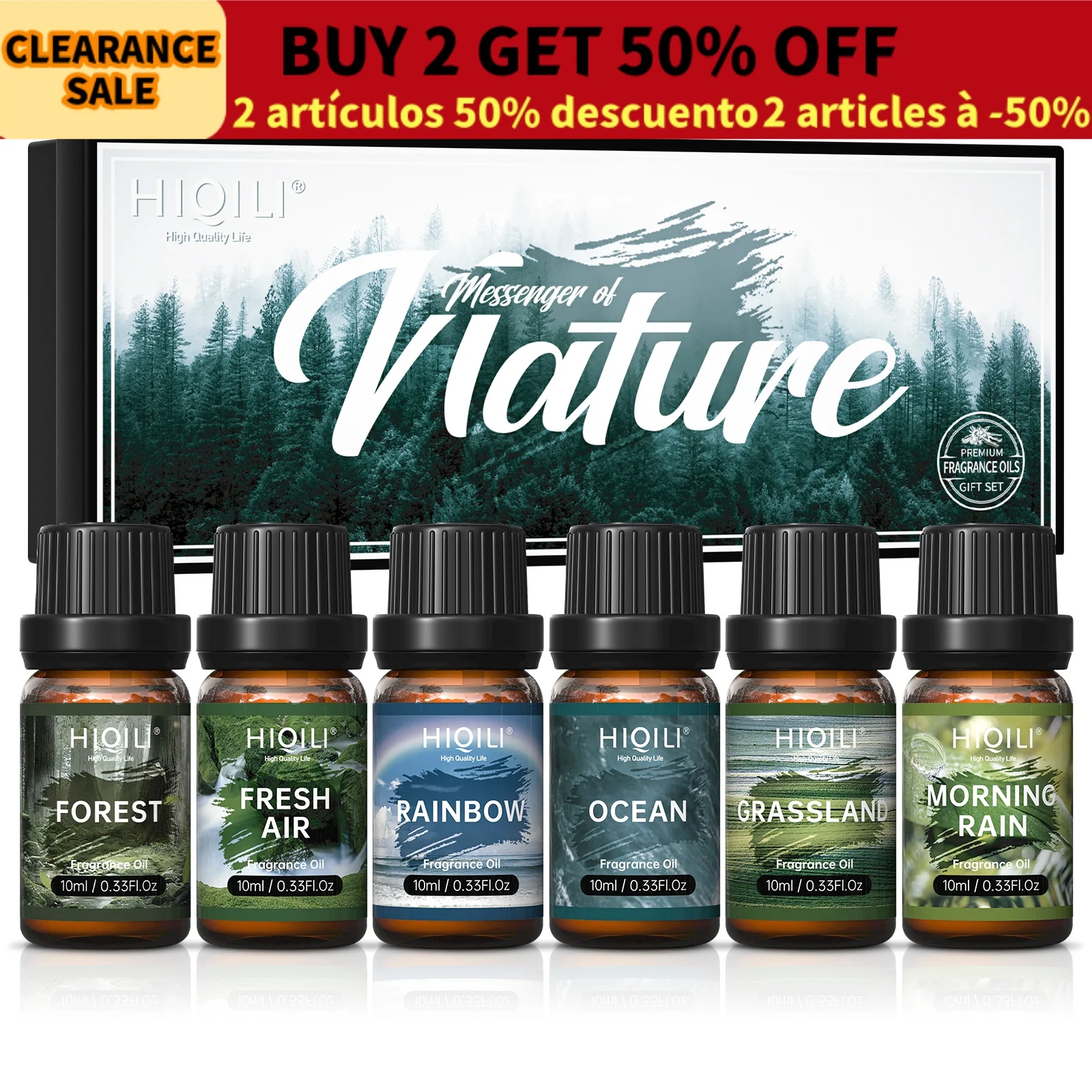 HIQILI Fragrance Oils Set-Nature Theme | TOP 6 Gift Set Use For Aromatherapy,Diffuser,Humidifier,Candles | Car,Home,Hotel,Trave