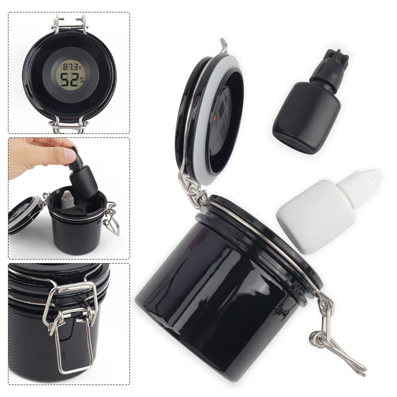 1pcs Eyelash Glue Temperature and ActivatedContainer LashSeal Leak-proof Extension Tool Storage Tank Carbon  Jar Humidity  with