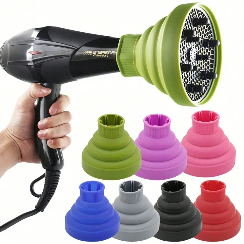 1pc Universal Silicone Hair Dryer Diffuser Cover Adjustable Heat-resistant Accessory Used To Define Curly and Frizzy Control