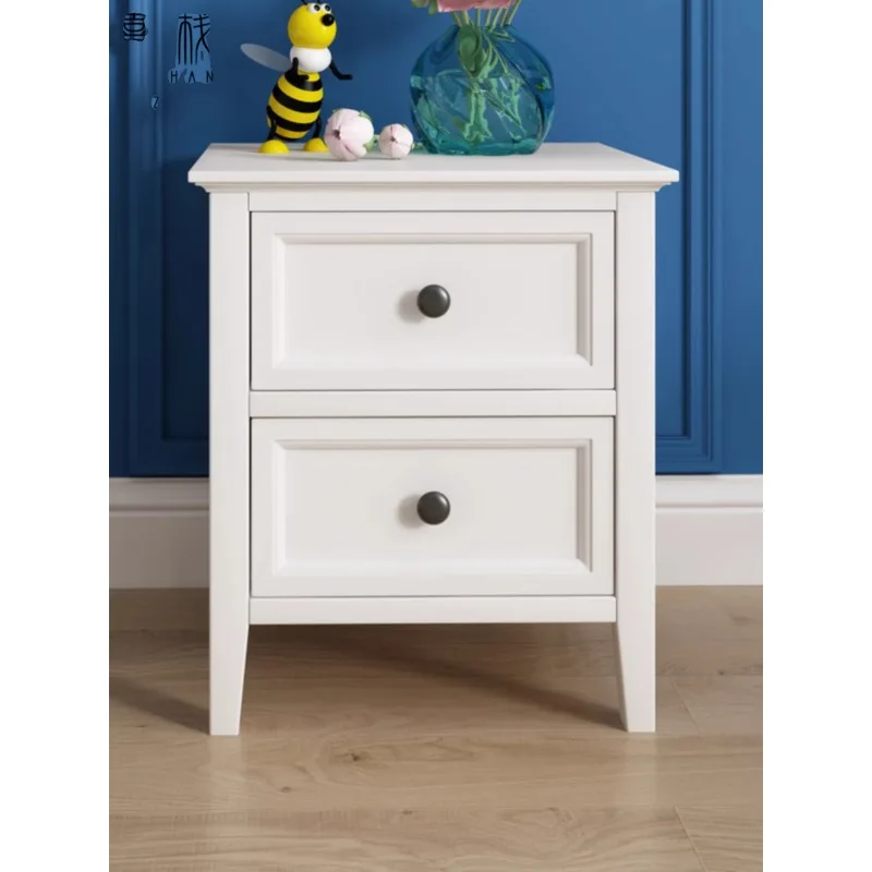 bedside table all solid wood American minimalist children's room bedside table storage pine bedside chest of drawers.