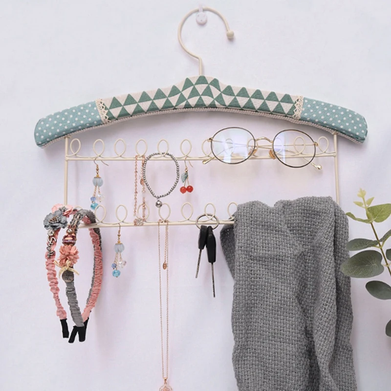 PWS Simple Home Storage Creative Jewelry Storage Rack Linen Iron Hanger Storage Rack Earring Rack Necklace Rack