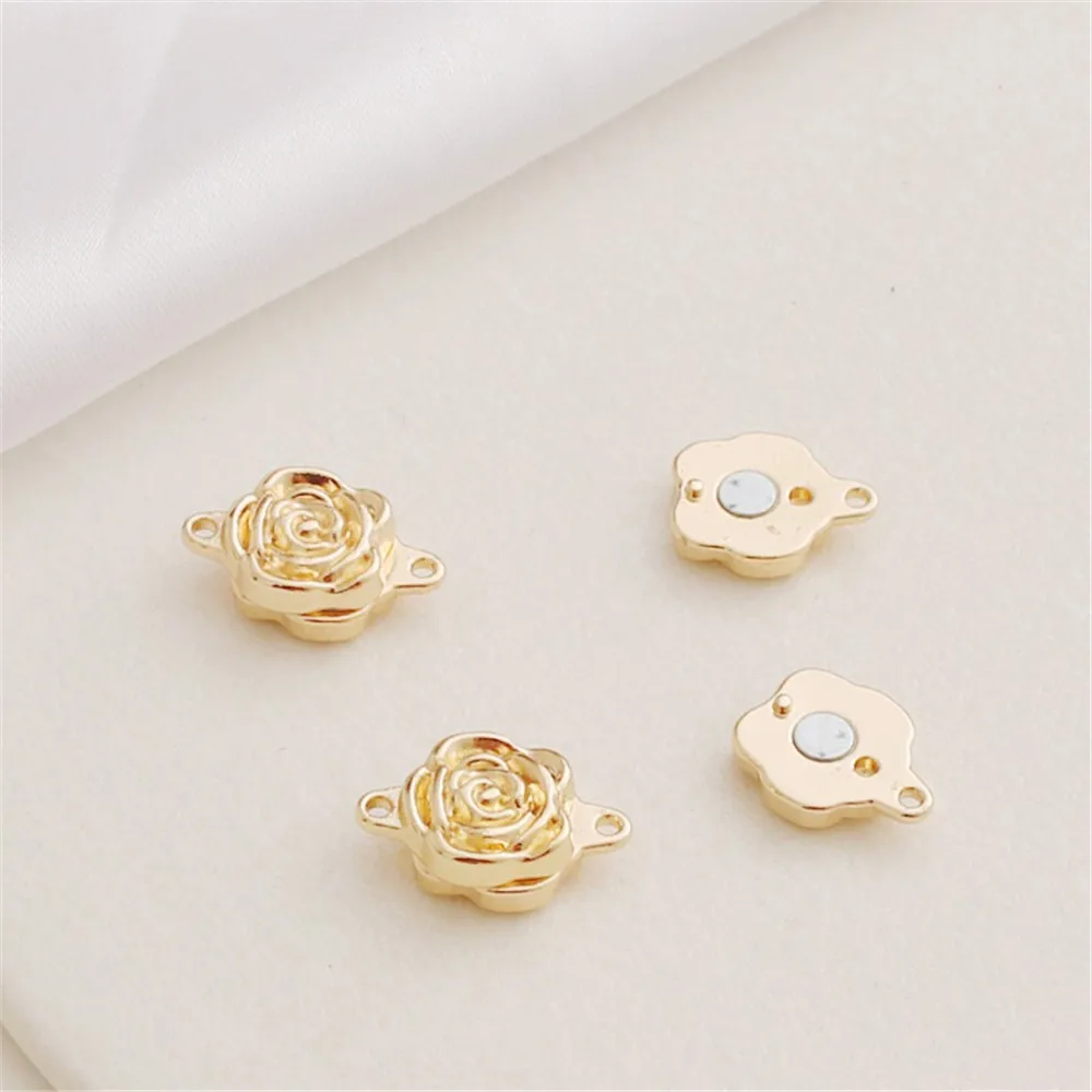 18K Gold Bag Double Hanging Rose Magnet Buckle, DIY, ending Link, Suction Iron Buckle, Jewelry Accessories, 12mm