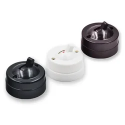 4pcs Retro Wall Lamp Toggle Switch Circular Mounted Flat Single 1-Way Control Bedside Light Switch