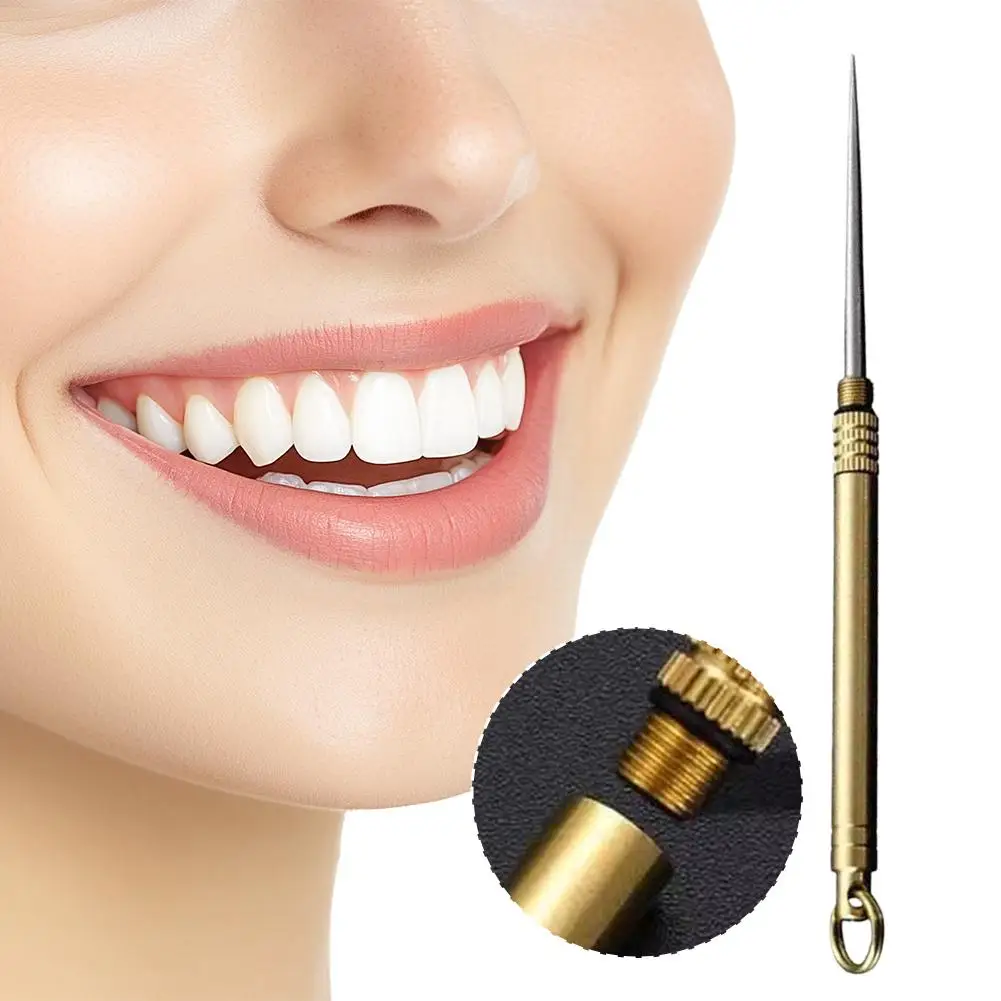 Reusable Titanium Toothpick Protable Keychain Toothpicks Brass Camping Picnic Case Accessories With Outdoor Y0I9