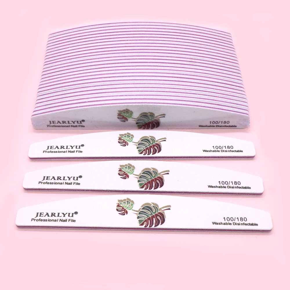 

50 шт., зернистость 100/180, наждачная пилочка для ногтей, двухсторонняя белая пилочка с принтом листьев, оптовая продажа, маникюрные принадлежности, инструменты для красоты ногтей