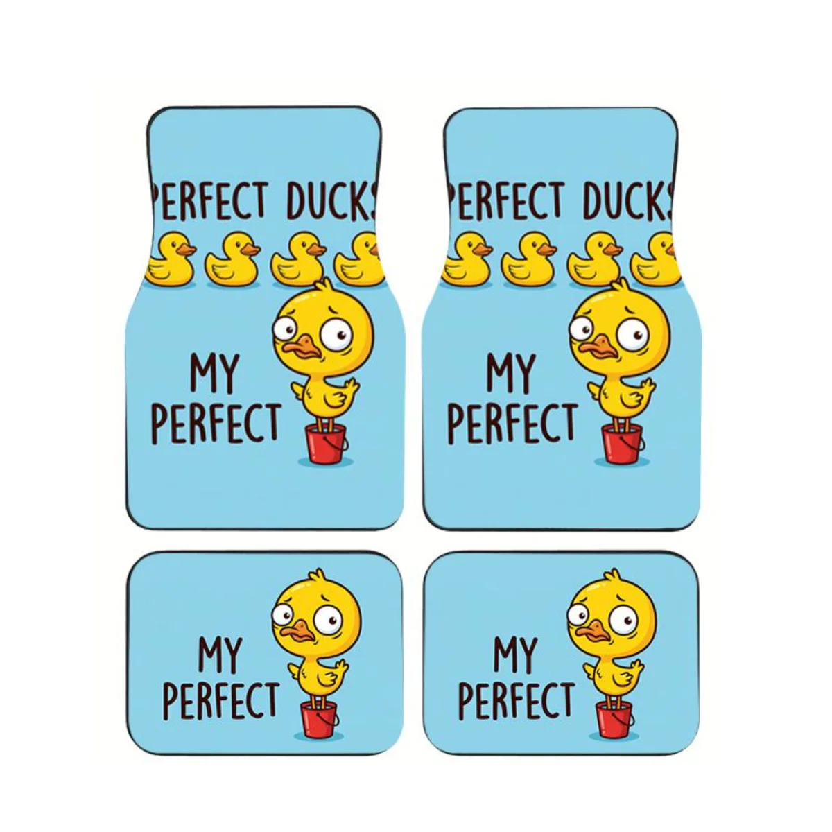 

4Pcs Water Pail Yellow Ducks Car Floor Mats Universal Anti-Slip Waterproof Auto Carpets Set Interior Accessories For SUV Truck