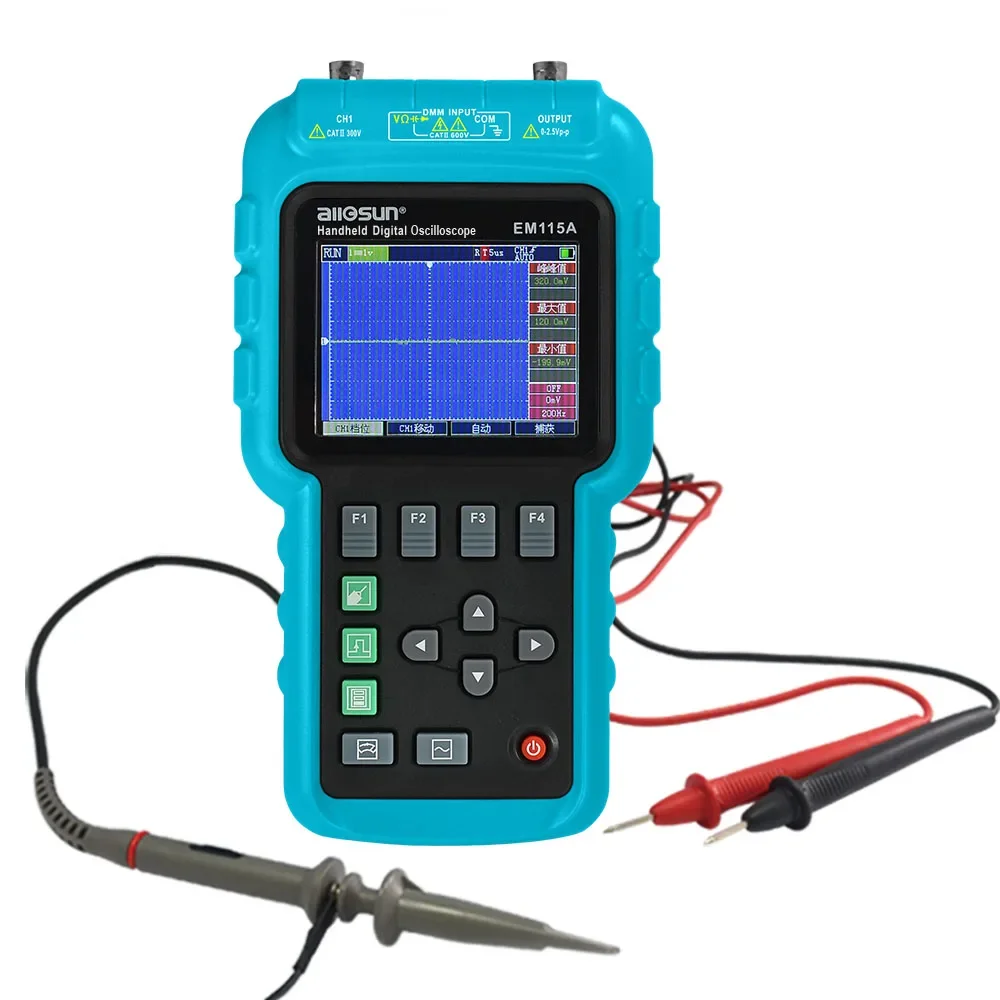 all-sun EM115A Handheld Oscillograph 3 in 1 Multi-function Oscilloscope 50MHZ Color Screen Scope meter Single Channel Hot Sale