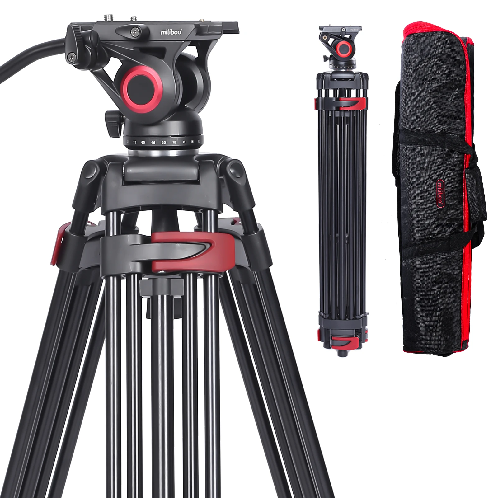 miliboo Tripod for Camera, 75.98” Video Tripod Stand 360° Pan&-75°/+90° Tilt Head Quick Release Mid-Level Spreader MTT602II-AL