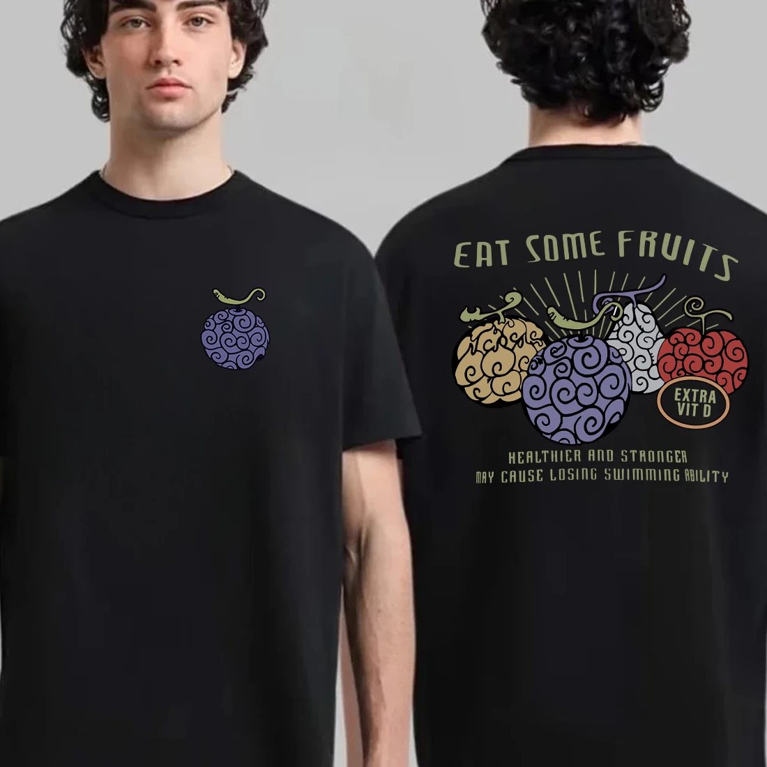 Devil Fruit One Piece Monkey Luffy T-Shirt für Herren, Damen und Kinder, Anime-T-Shirt aus Baumwolle, Kurzarm-Shirt, Sommerkleidung, Oversize-Oberteil – Detail 6