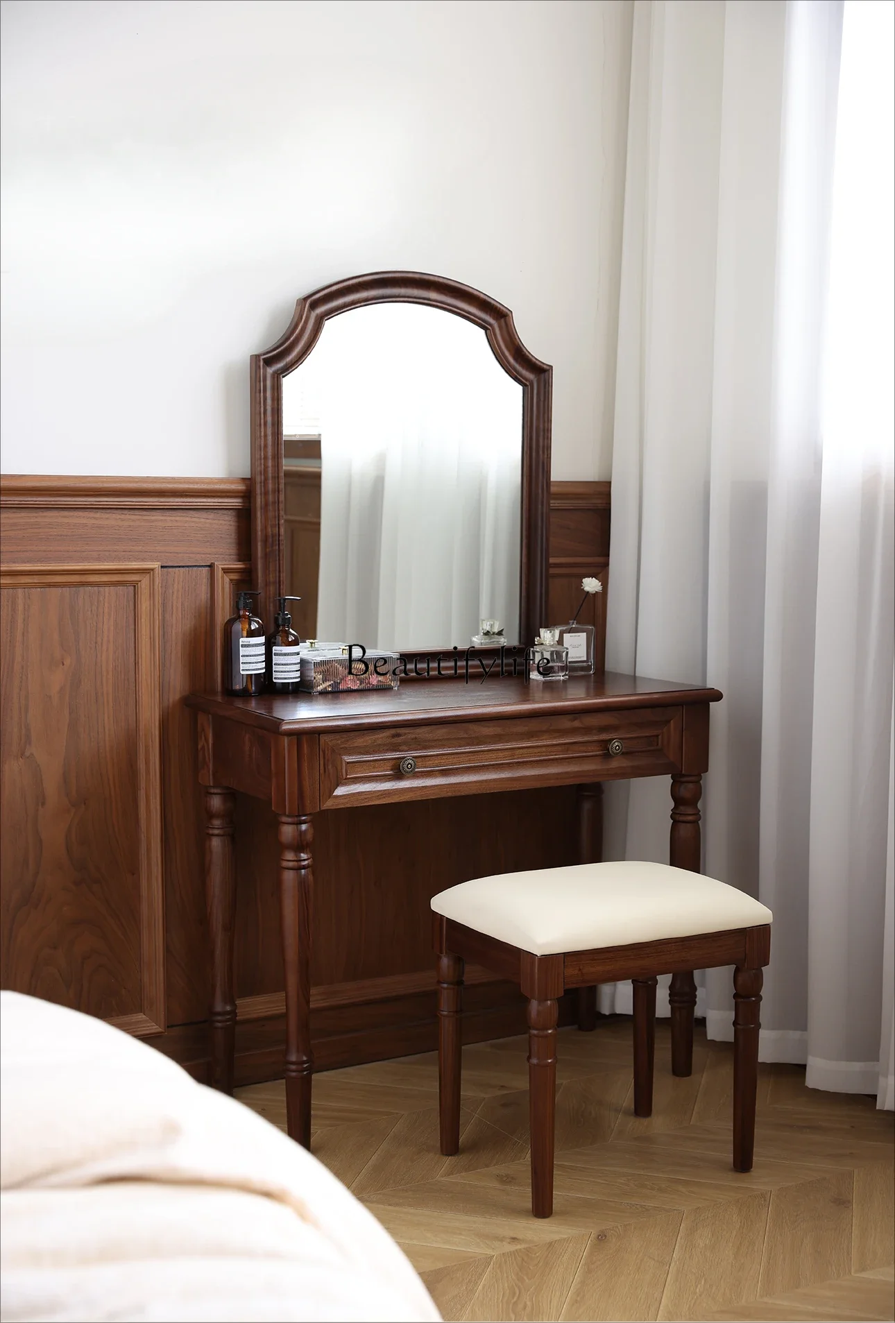 

FG11North American black walnut dresser Nordic solid wood makeup table Modern simple log light luxury