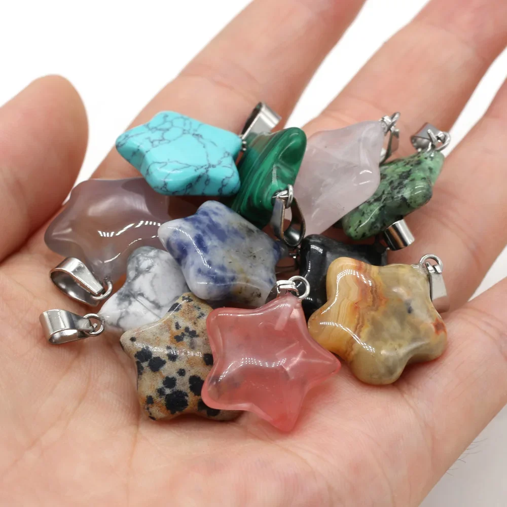 

6pcs Natural Stone Agates Quartzs Damation Jaspers Opal /Tiger Eye Stone Pendant for Jewelry Making DIY Necklace Earring 20x20mm