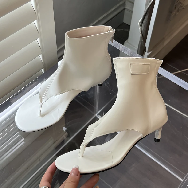 Eilyken Street Style Open Head Toe Low Heels Sandals Woman Design Zipper Boot Party Elegance Flip Flops Shoes