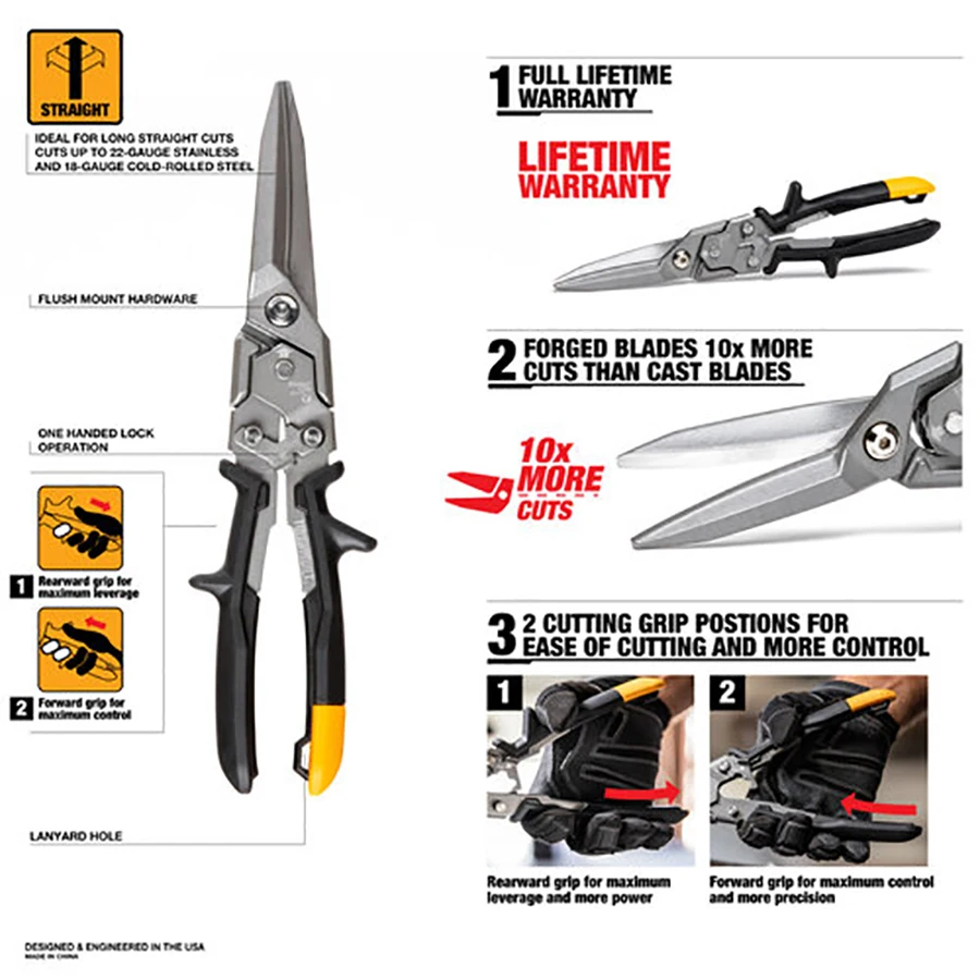 Imagem -04 - Toughbuilt-tesoura de Aviação Alumínio Plástico Estanho Ferramentas Manuais Tb-h460-l Tb-h4-60-r Tb-h4-60-sl Tb-h4-60-sol Aço Inoxidável