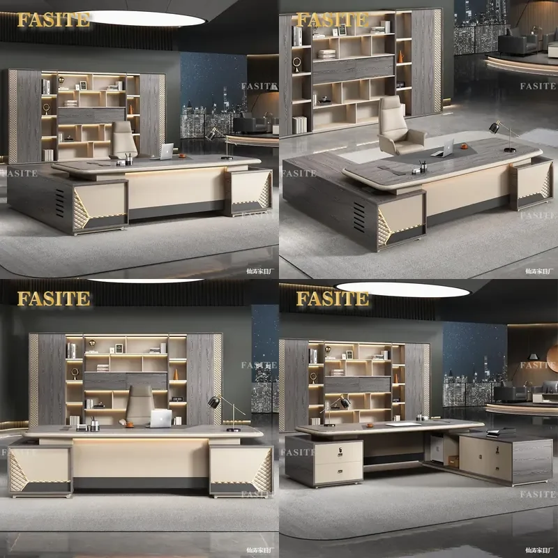 For Light Luxury Modern Office Desk and Chair Set Large Executive Manager President Supervisor Workstation Simple