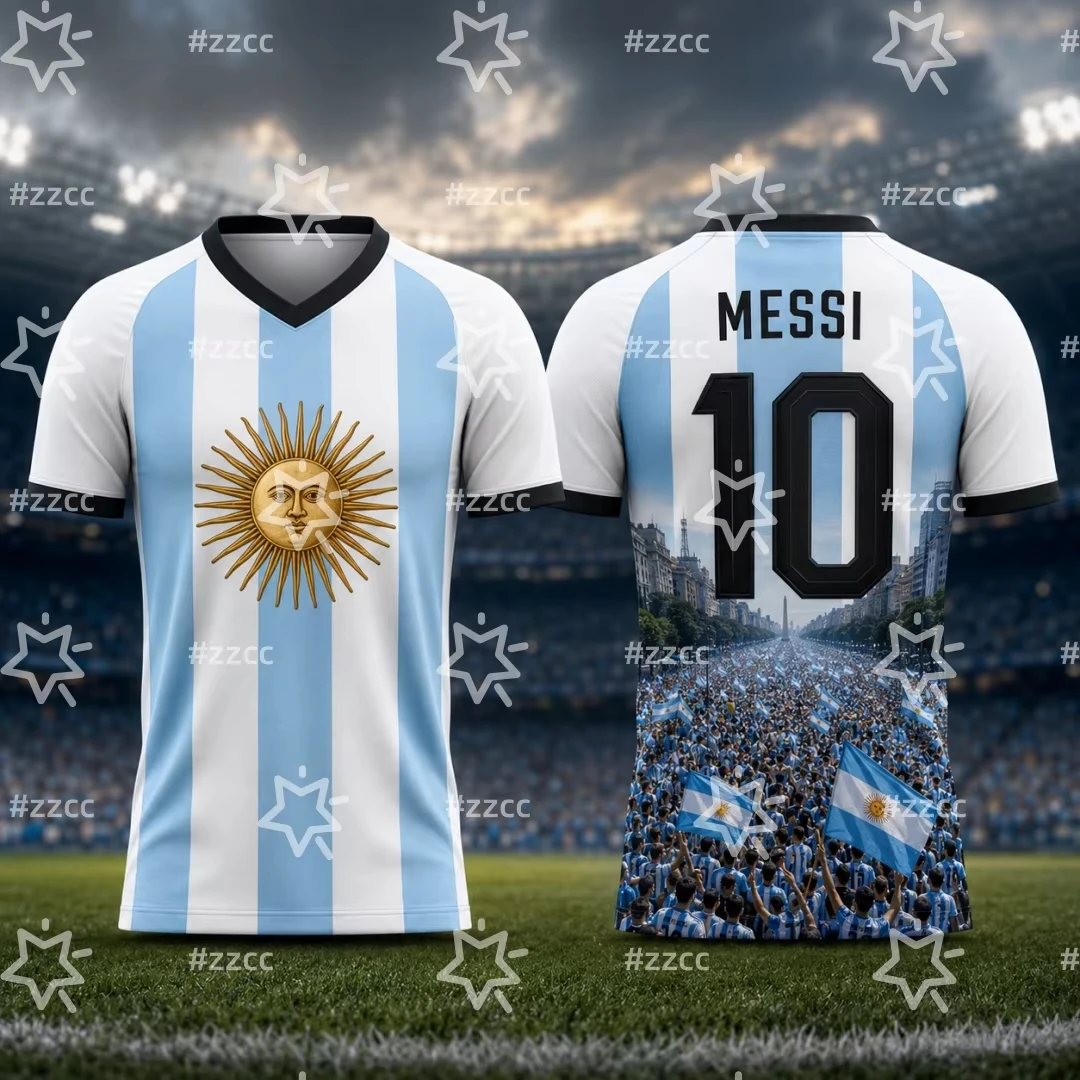 2026 Messi Football Jersey Argentina Match & Training Kit Summer Sports Leisure Men's T-Shirt Kid's Clothing Tee Y2k Woman ﻿