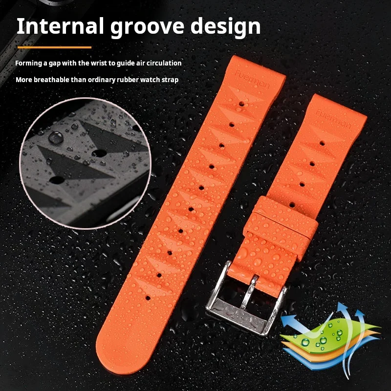 20 مللي متر 22 مللي متر ل Seiko PROSPEX SLA017 SLA037 No 5 شبح الماء الأسود أوريس 7707 7720 65 حزام ساعة مطاطي المواطن سيليكون حزام الساعات