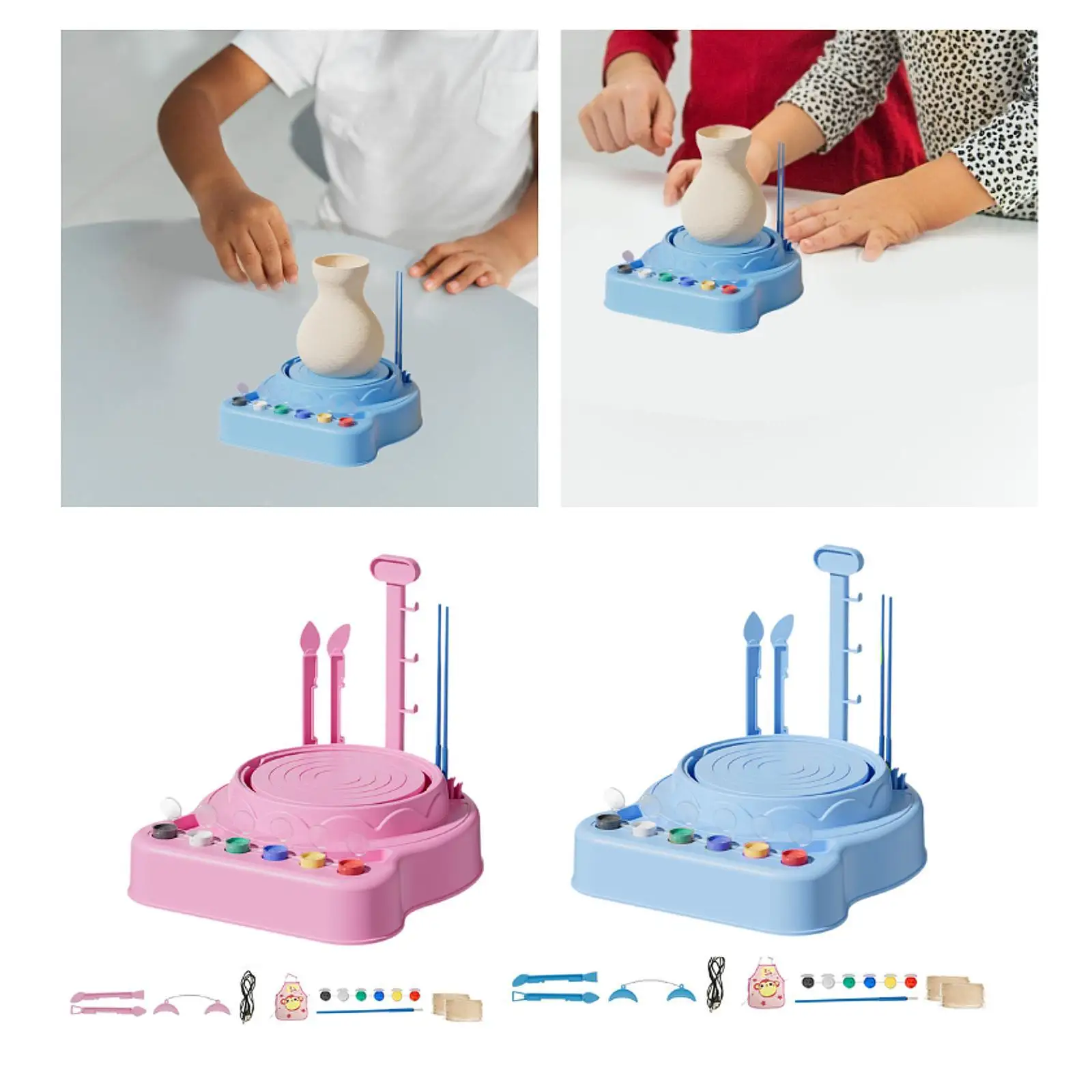 Kit interativo de roda de cerâmica para crianças com materiais de escultura e ferramentas