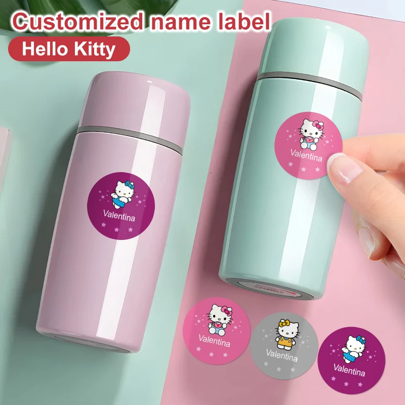 Hello Kitty Personalized Name Stickers Lovely Cartoon Label For Art Supplies Paint Brushes Sketchbooks Creativity Tools‌