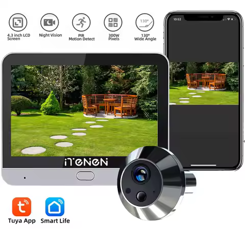Smart Life Home Security Wireless 2.4G Wifi 3MP Peepholes Door Eye Tuya PIR detection Video Door Camera With 4.3 inch Screen