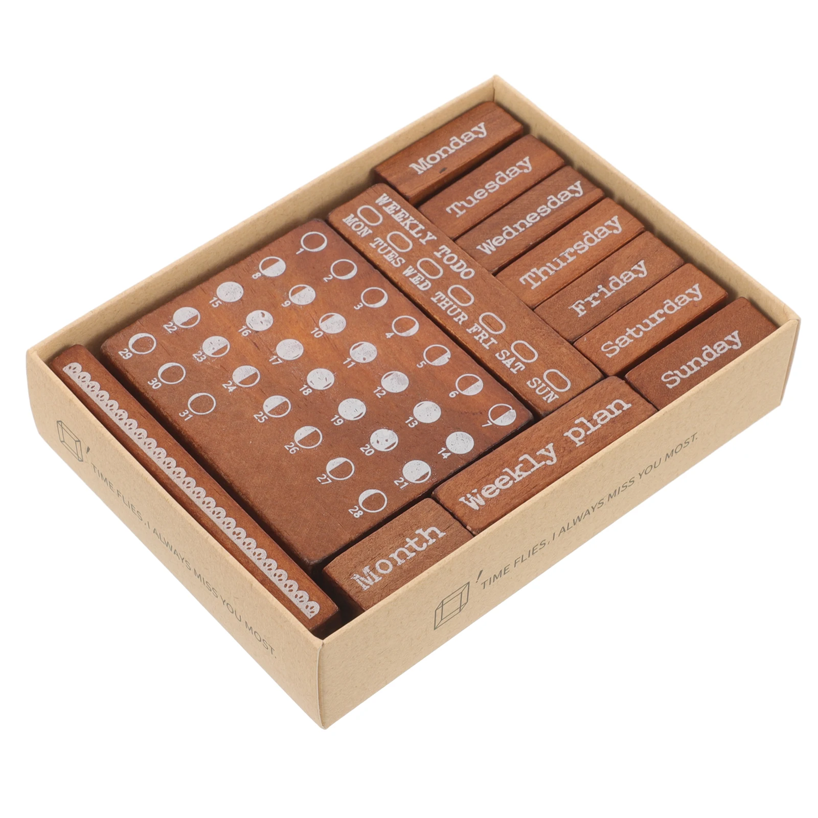 

12pcs Wooden Week Scrapbooking Set Small Craft For Journaling Diy Wood Set Scrapbook Supplies Wood