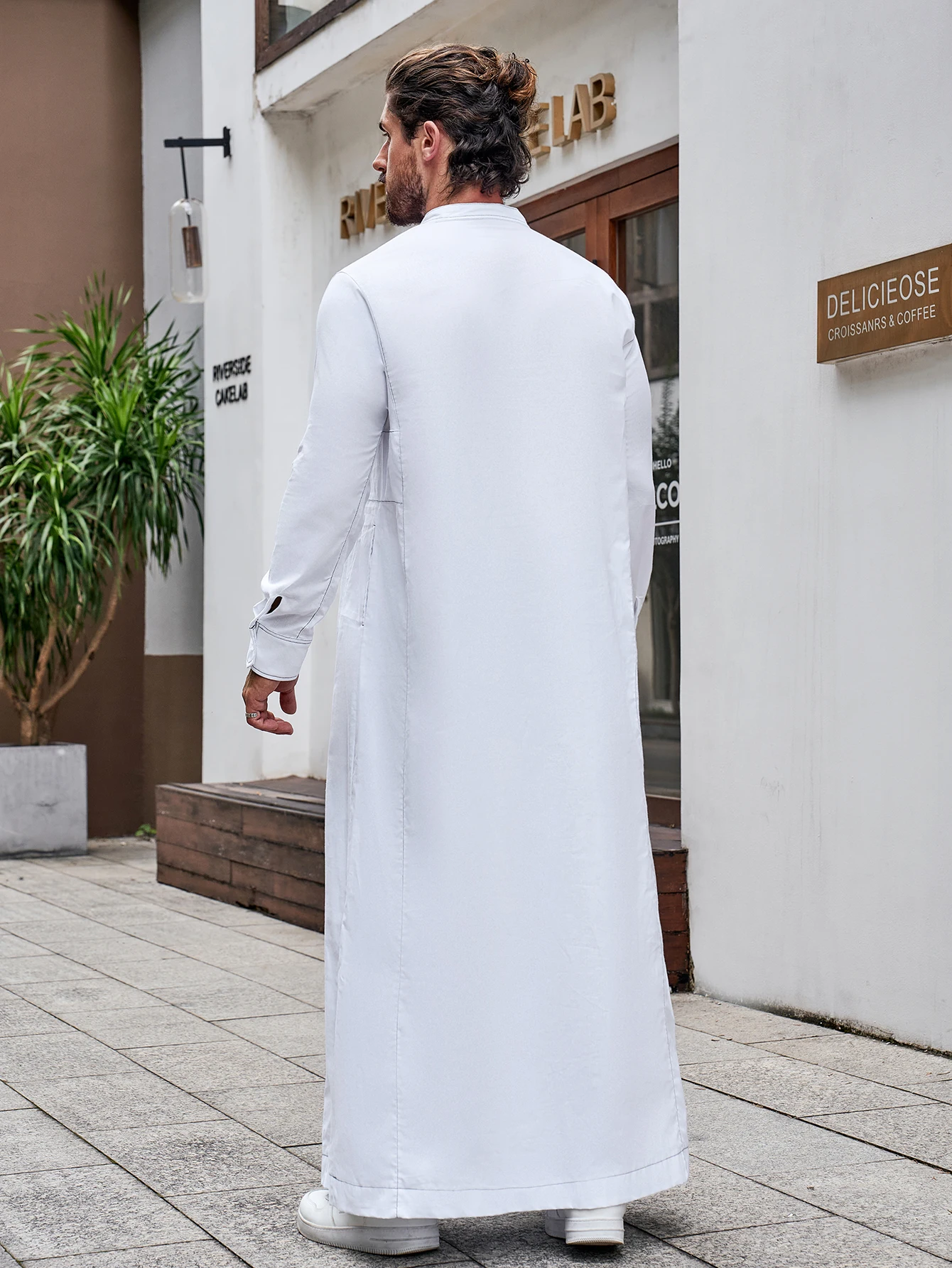 Ramadan islam Men's Muslim saudi Thobe Islam Middle East Arab Dubai Malaysian Long Sleeve Solid Color Robe