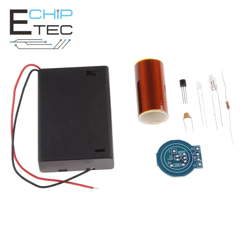 

Free shipping 1PCS Tesla Coil Diy Kit Parts Battery-powered Arc-free Mini Tesla DIY Space Lighting Module Kits