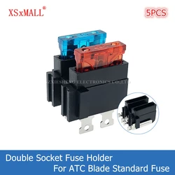 5PCS Medium Automotive Fuse Holder 40A/32V PCB Panel Mounting Vertical Horizontal Double Socket For ATC ATO Blade Standard Fuse