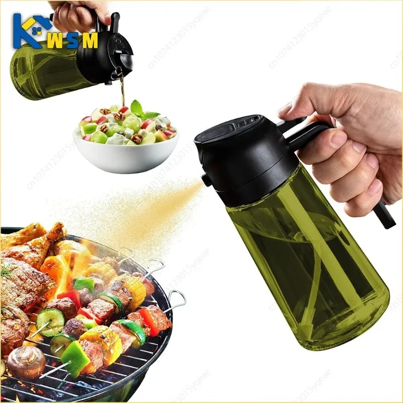 1 Pcs Two in one dark glass oil spray olive oil distributor black blackout oil spray for cooking salads and barbecue tools