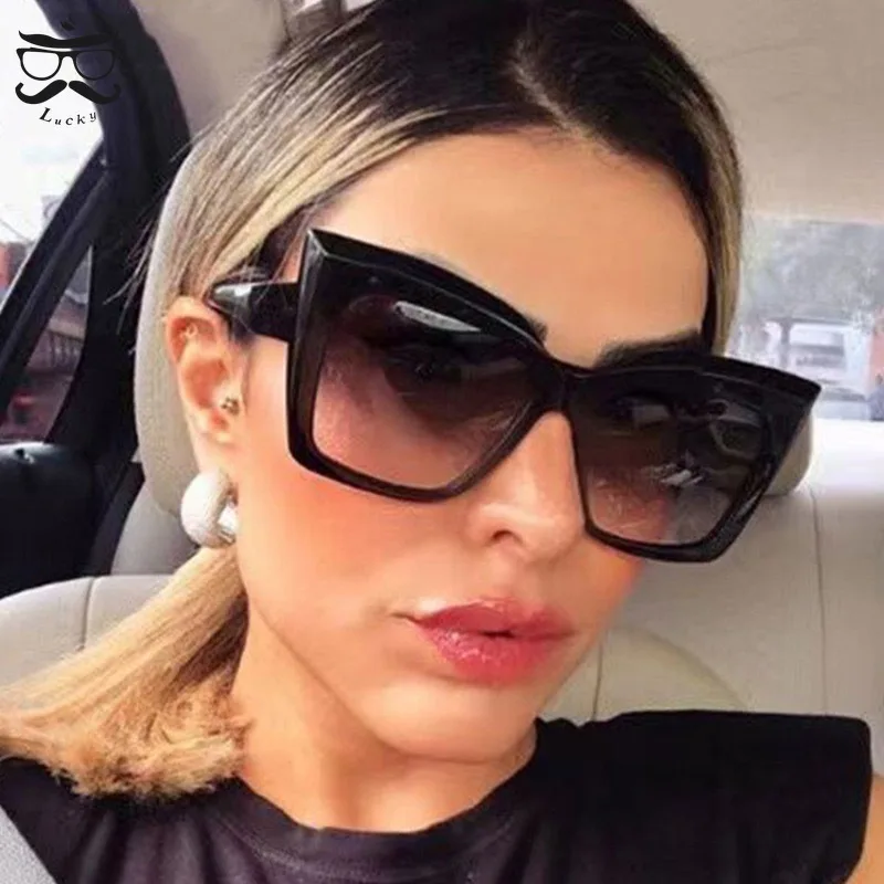 2024 New Ins Trend Square Sunglasses Ladies Fashion Show Big Frame Cat-eye Sunglasses Lentes De Sol Mujer