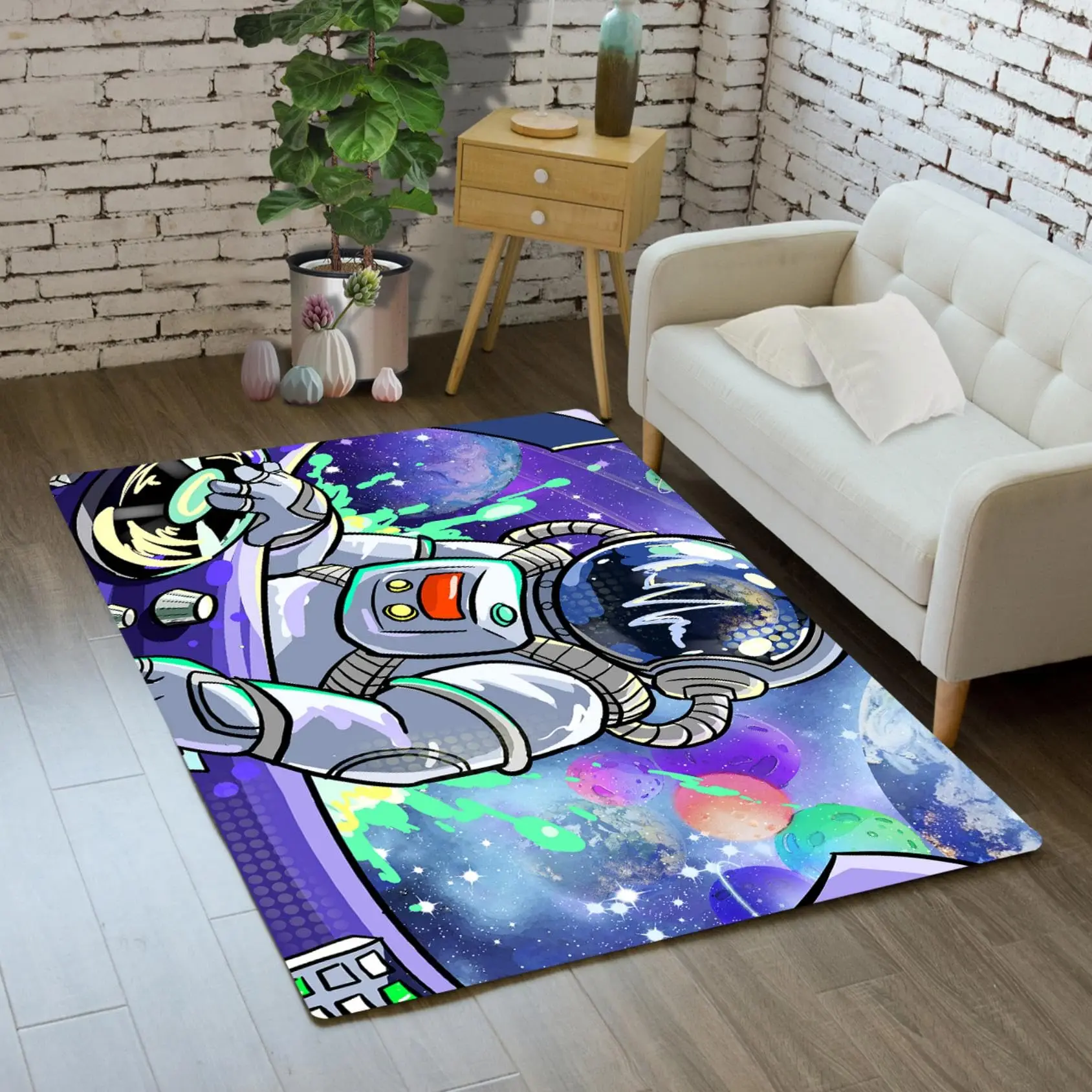 Astronaut Carpet Spaceman Travel Play Area Rug for Indoor Boys Bedroom Non Slip Throw Rugs Nursery Carpets Runner Mats Yoga Mat