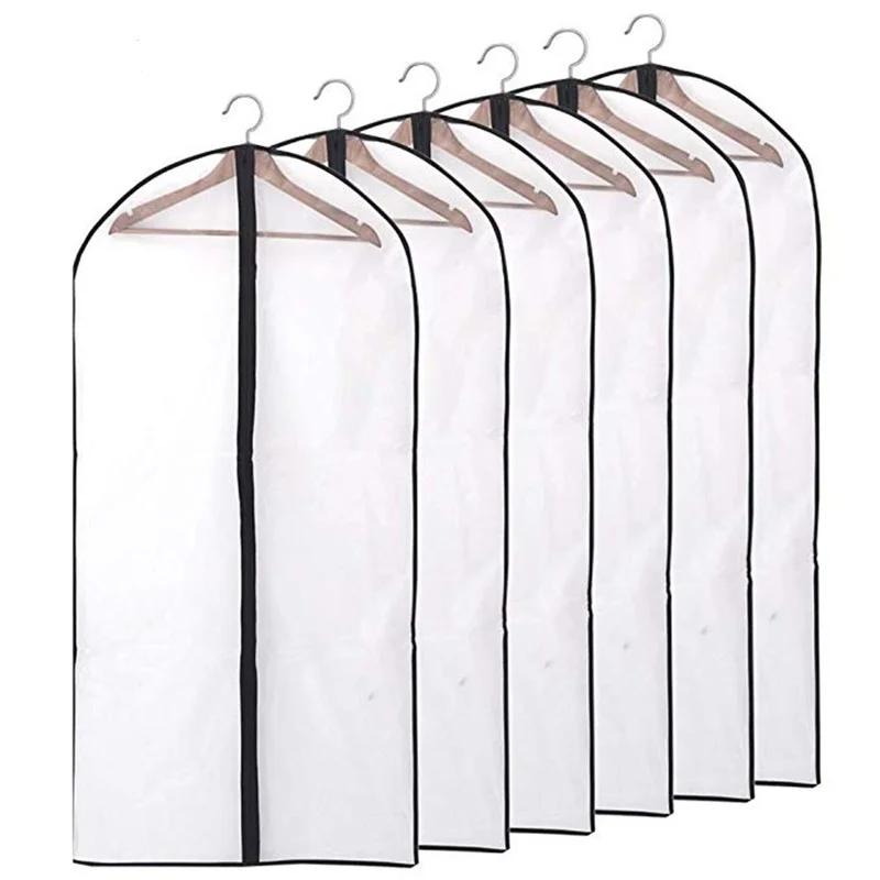 6pcs/set Transparent Clothing Covers Garment Suit Dress Jacket Clothes Coat Dustproof Protector Travel Bag Dust