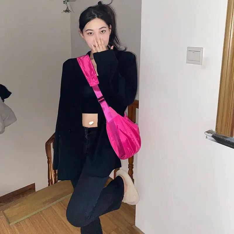 Shoulder Bag Girls Solid 2026 Fashion Simple Nylon Water-repellent Office Lady Pures and Bags Crossbody Women Bags