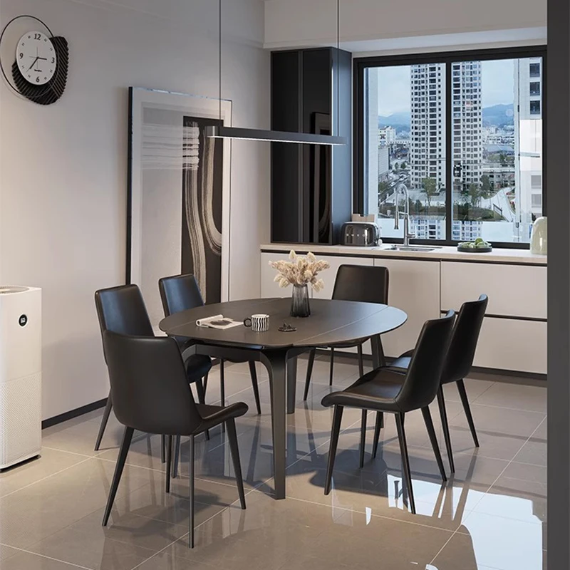 

High Legs Round Dining Tables Black Design Cheap Space Saving Modern Dining Tables Luxury Black Mesas De Jantar Home Furniture