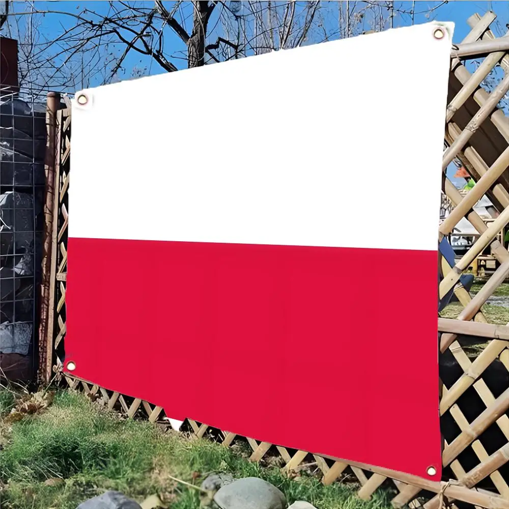 Poland Flags Daily four ring borderless design indoor outdoor decor easy hang install