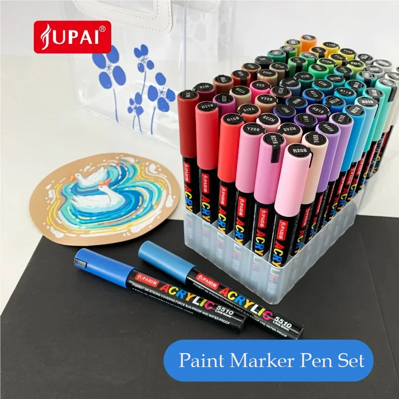 JUPAI Paint Markers Set for Adult Coloring Book,Vivid Colors Water-based Art Pens for Wood Canvas Stone Glass DIY Crafts