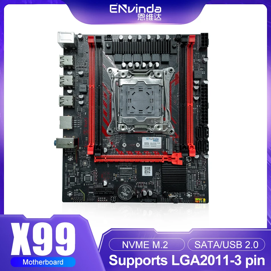 ENVINDA X99 Gaming Motherboard M.2 NVME Dual Channel DDR3 Memory Support Xeon E5 LGA 2011-3 CPU Processor