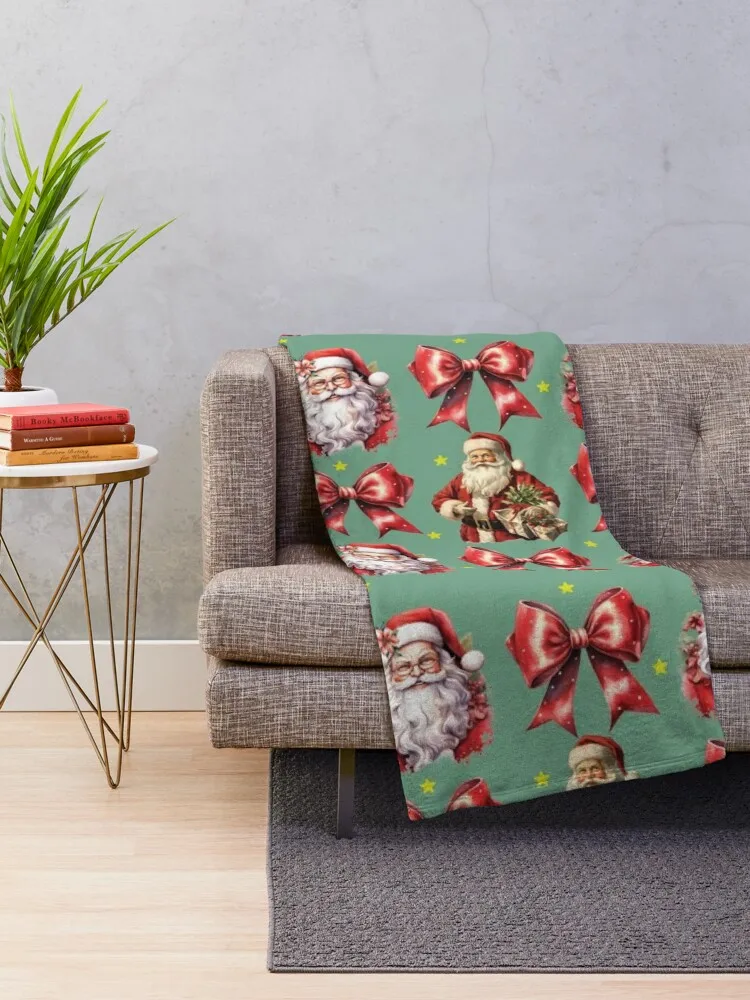 Vintage Coquette Santa Claus Throw Blanket Multi-Purpose warm winter Designers Blankets