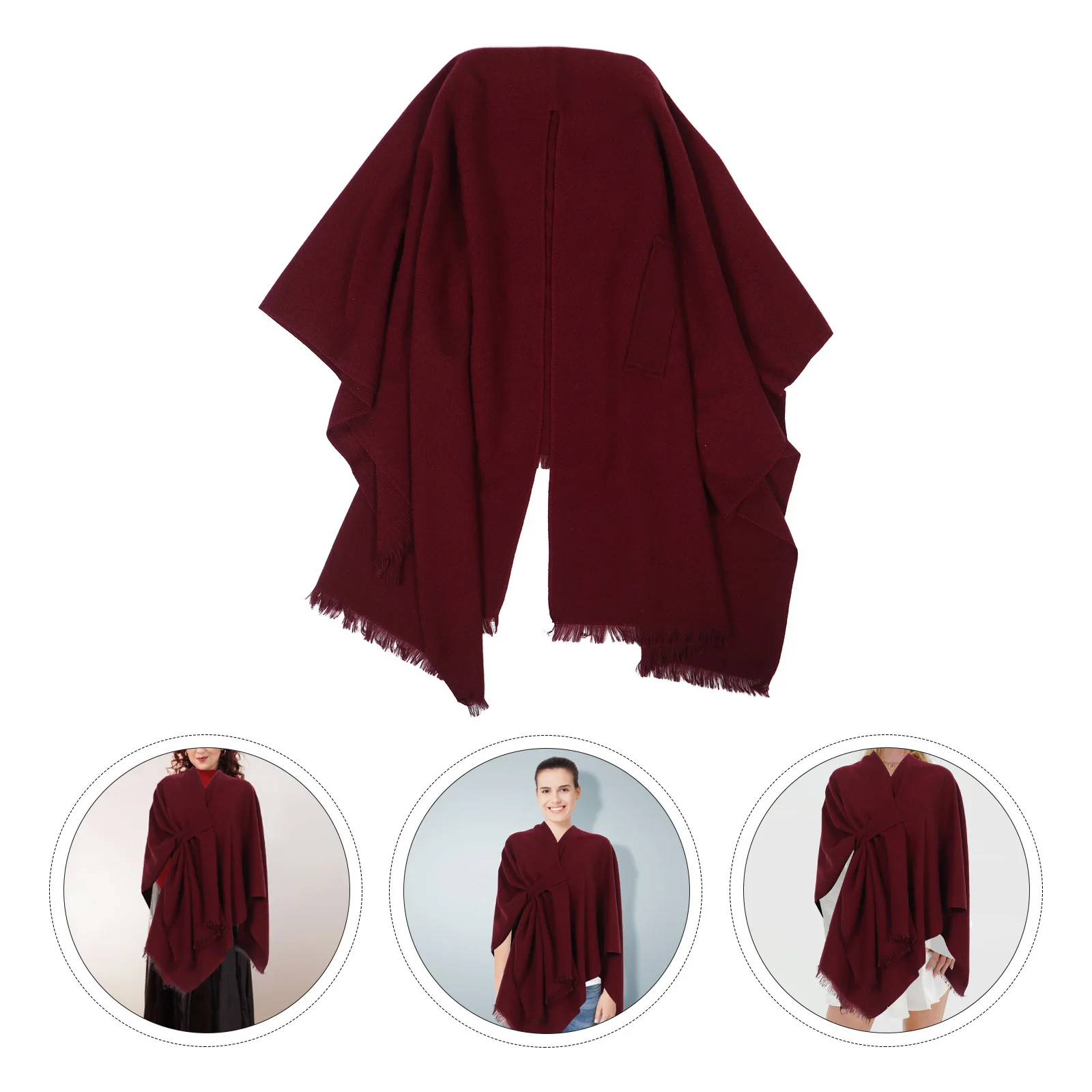 

Solid Color Tassel Shawl Wrap Large Winter Warm Scarf Bridal Wedding Dress Cape Bridesmaid Evening Stole Formal Party Shawls and