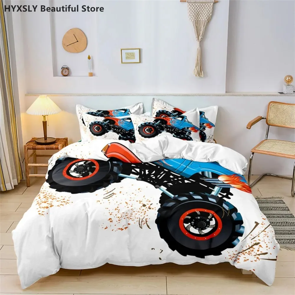 Cute Cartoon Boys Bedding Set Car Track Pattern Duvet Cover Set Children Bed Cover Comforter Cover Full King Pillow Case