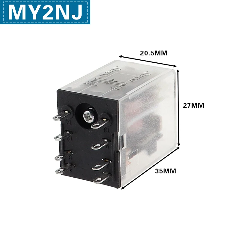 1 white MY2NJ HH52P DPDTMY2P miniature coil universal electromagnetic intermediate relay switch with LED AC110/220V DC12/24V