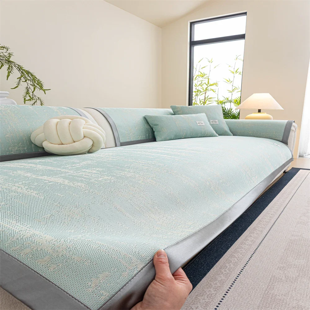 Retro Chenille Sofa Cushion Cover Universal Non-Slip Fixed Straight Row All-Seasons Slipcover for Home Comfort