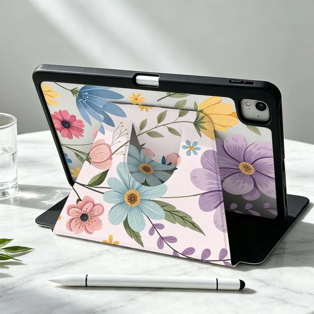 Fresh Flowers For iPad Pro Air mini 6 5 4 12th M5 M4 M3 M2 A16 A17Pro 360° Rotation Stylus Storage Tablet Case