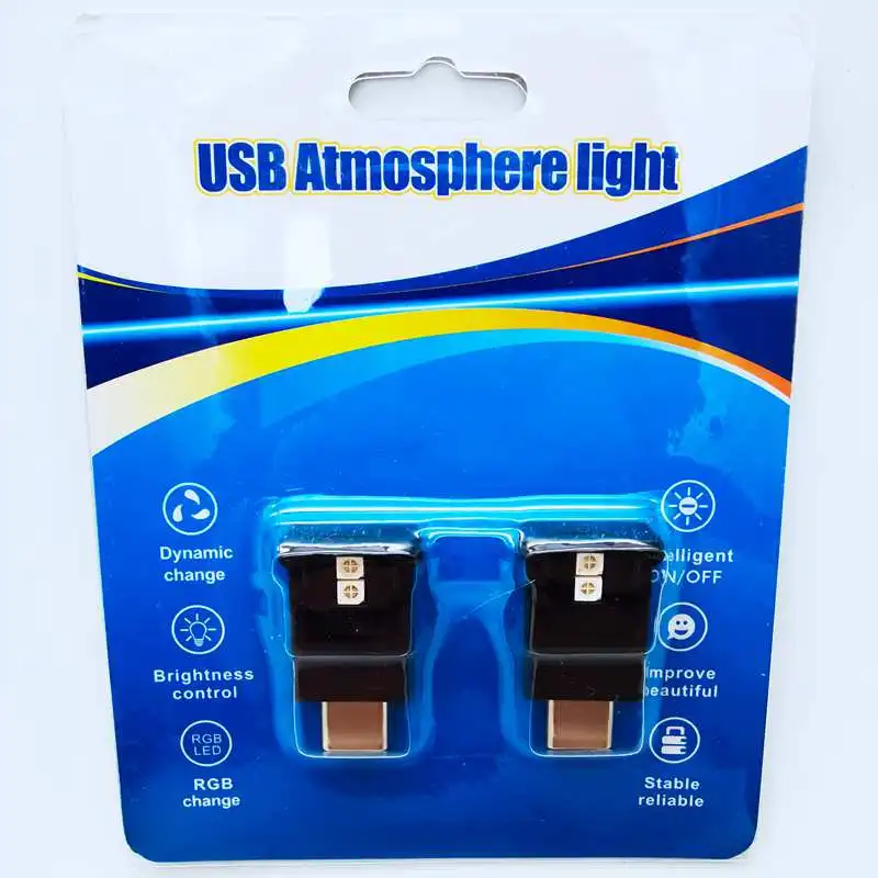 نوع C Led الضوء المحيط 8 ألوان RGB سطوع متدرج ديناميكي قابل للتعديل مصباح جو السيارة الداخلي #5