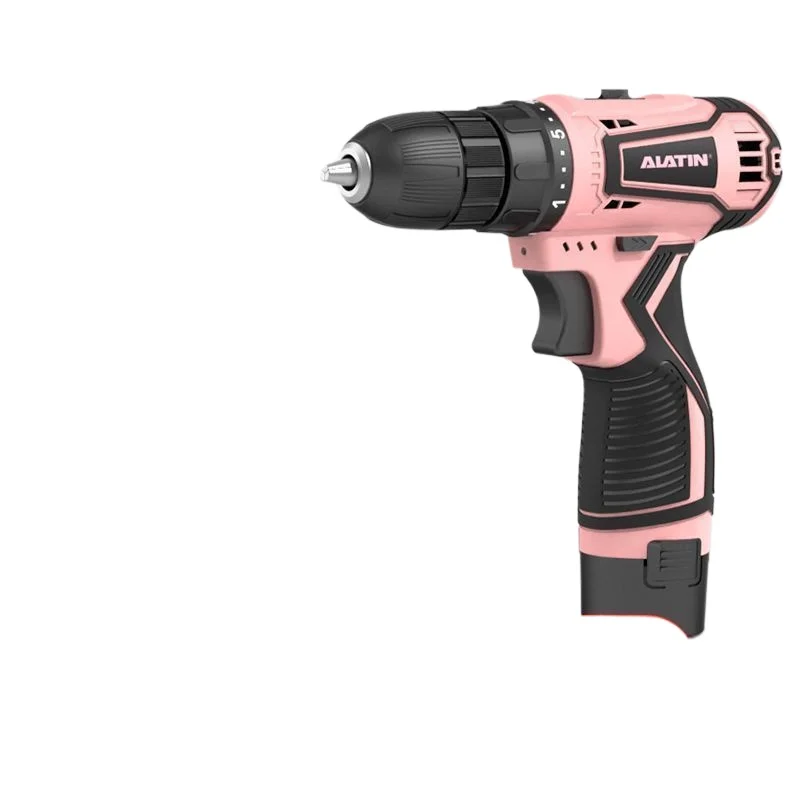 

Charging handheld electric drill, women, lithium battery to impact drill, household punching electric screwdriver tool set pink.
