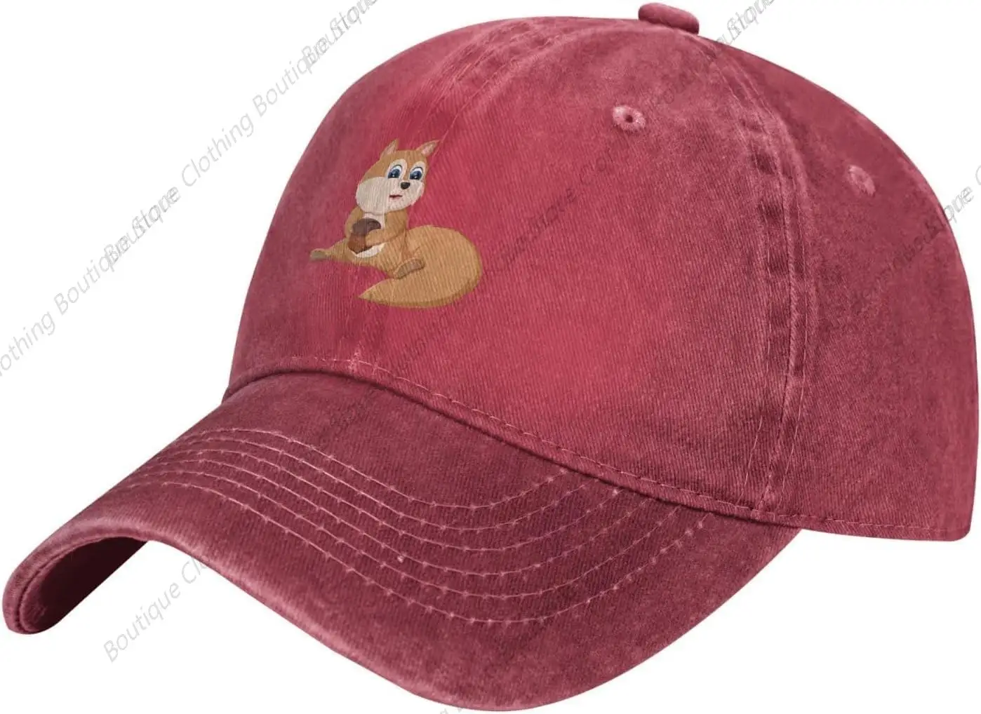 

Cute Squirrel Baseball Cap for Men Women Hats Adjustable Vintage Cowboy Hat Dad Caps Red