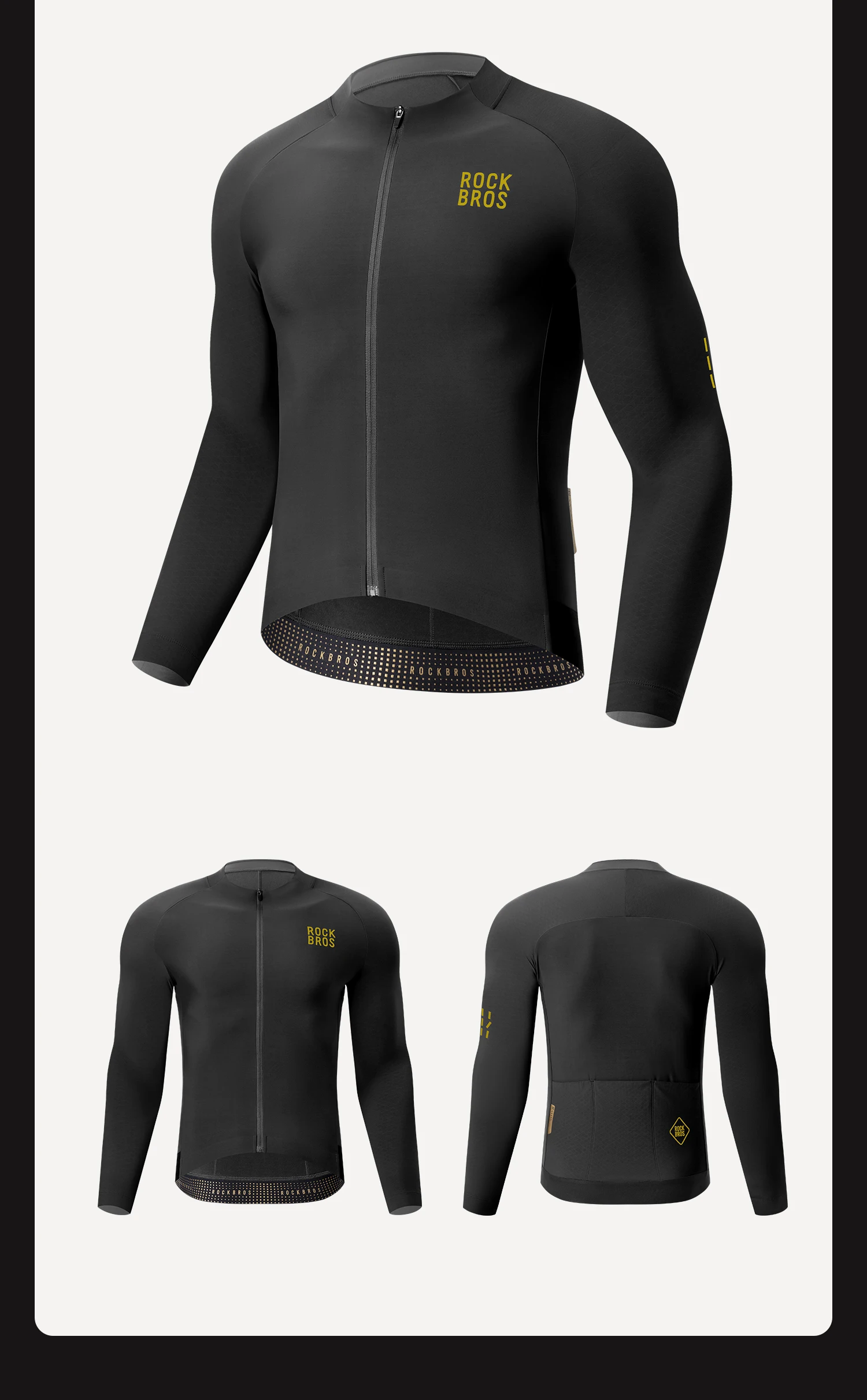ROCKBROS Winter-Radtrikot für Herren, hochelastisches Diamant-Thermo-Fleece-Fahrradjacke, rutschfest, bequeme Fahrradbekleidung – Detail 11